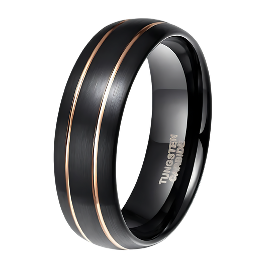 Double Gold Line Tungsten Ring