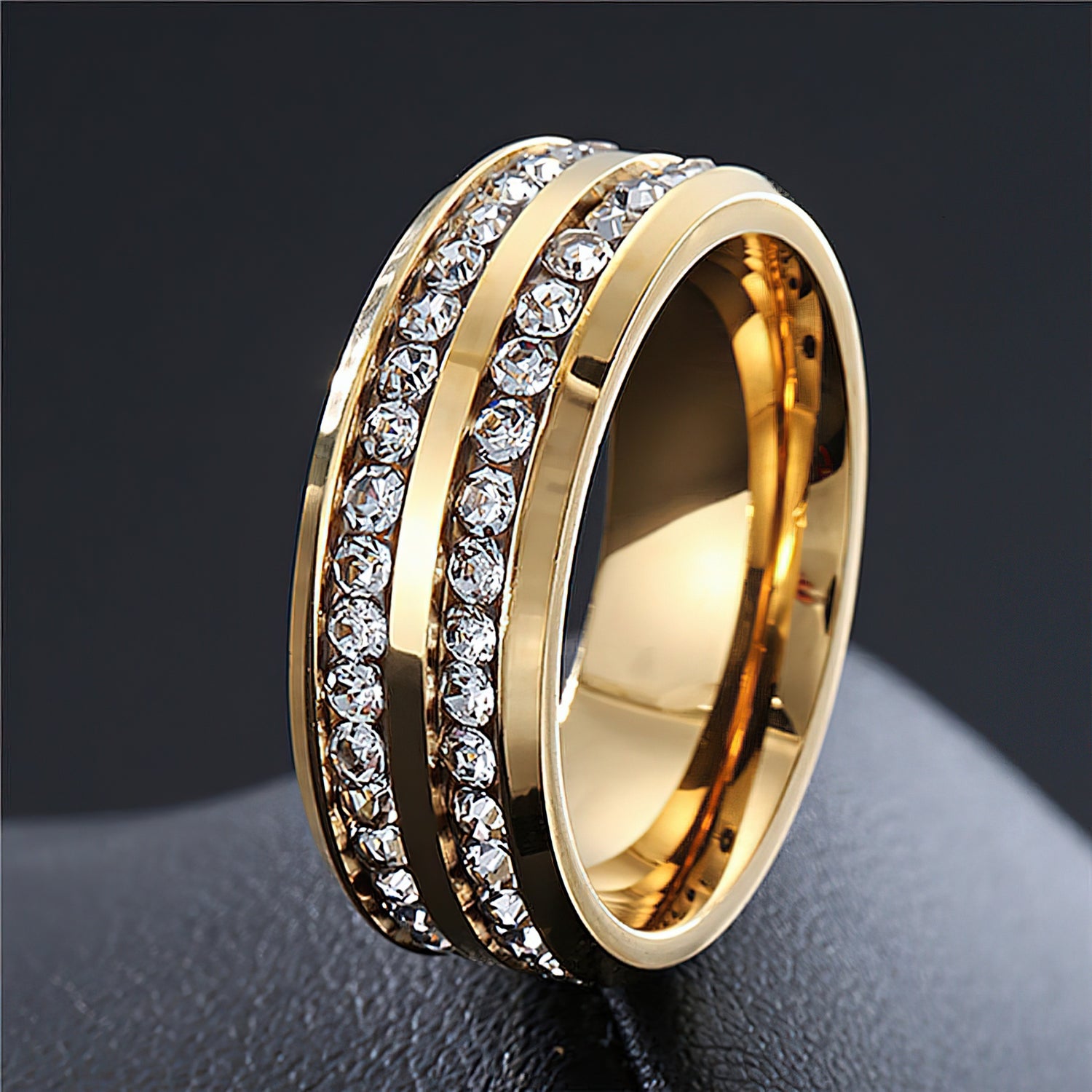 Man's Double Row Bling Ring