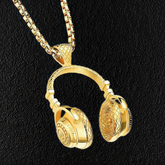 Gold Headphone Pendant & Necklace