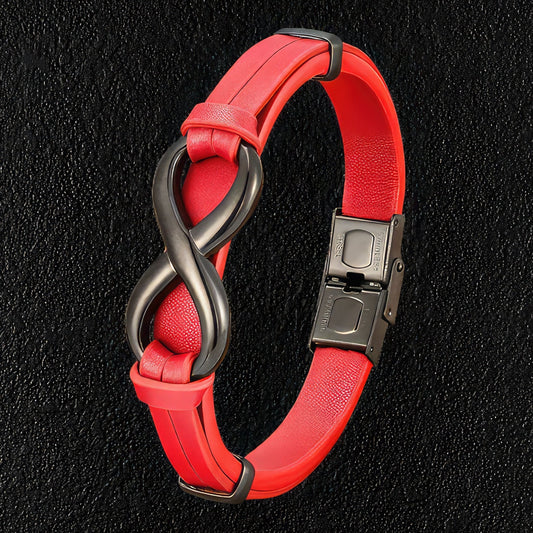 Red Leather Infinity Bracelet