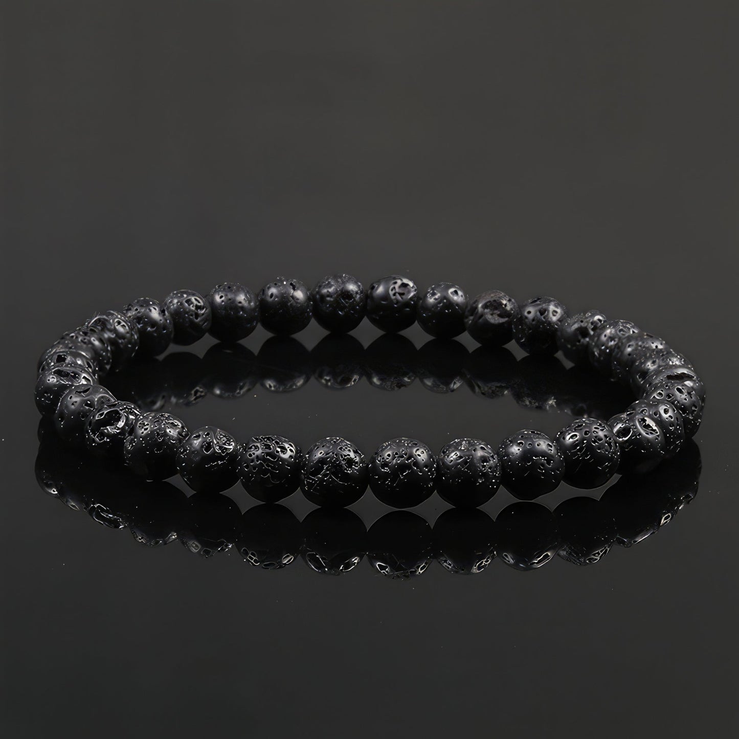 Single Strand Lava Stone Bead Bracelet