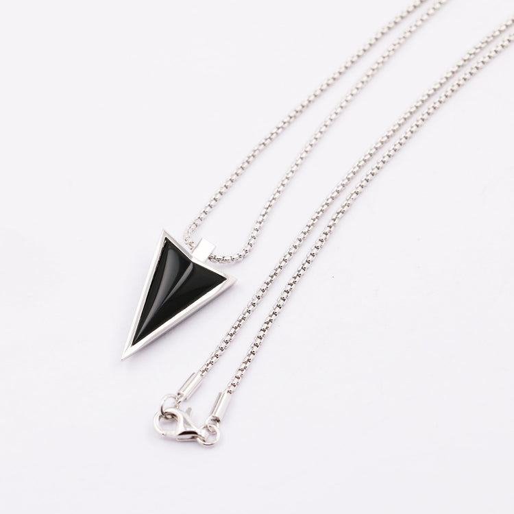 Designer Sterling Silver & Black Onyx Arrow Pendant