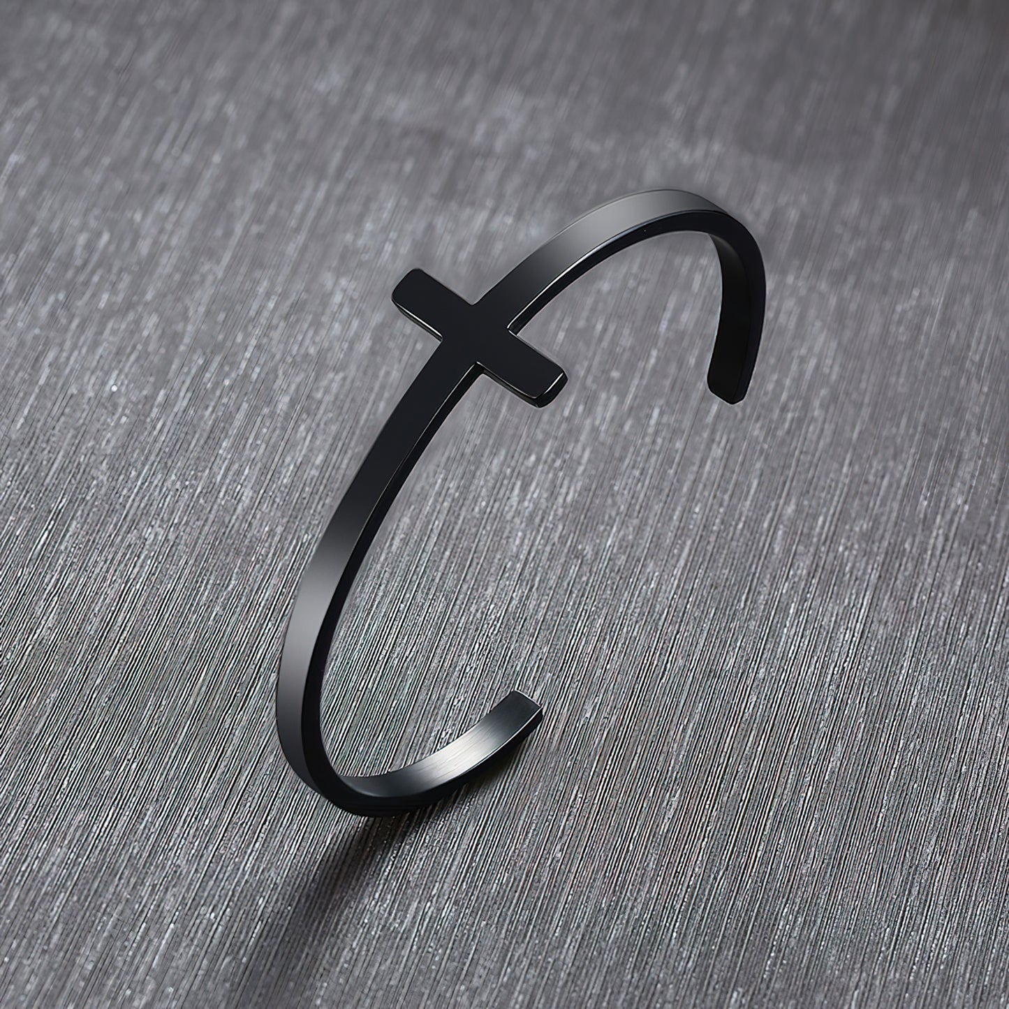 Men's minimalist style cross wristband. 