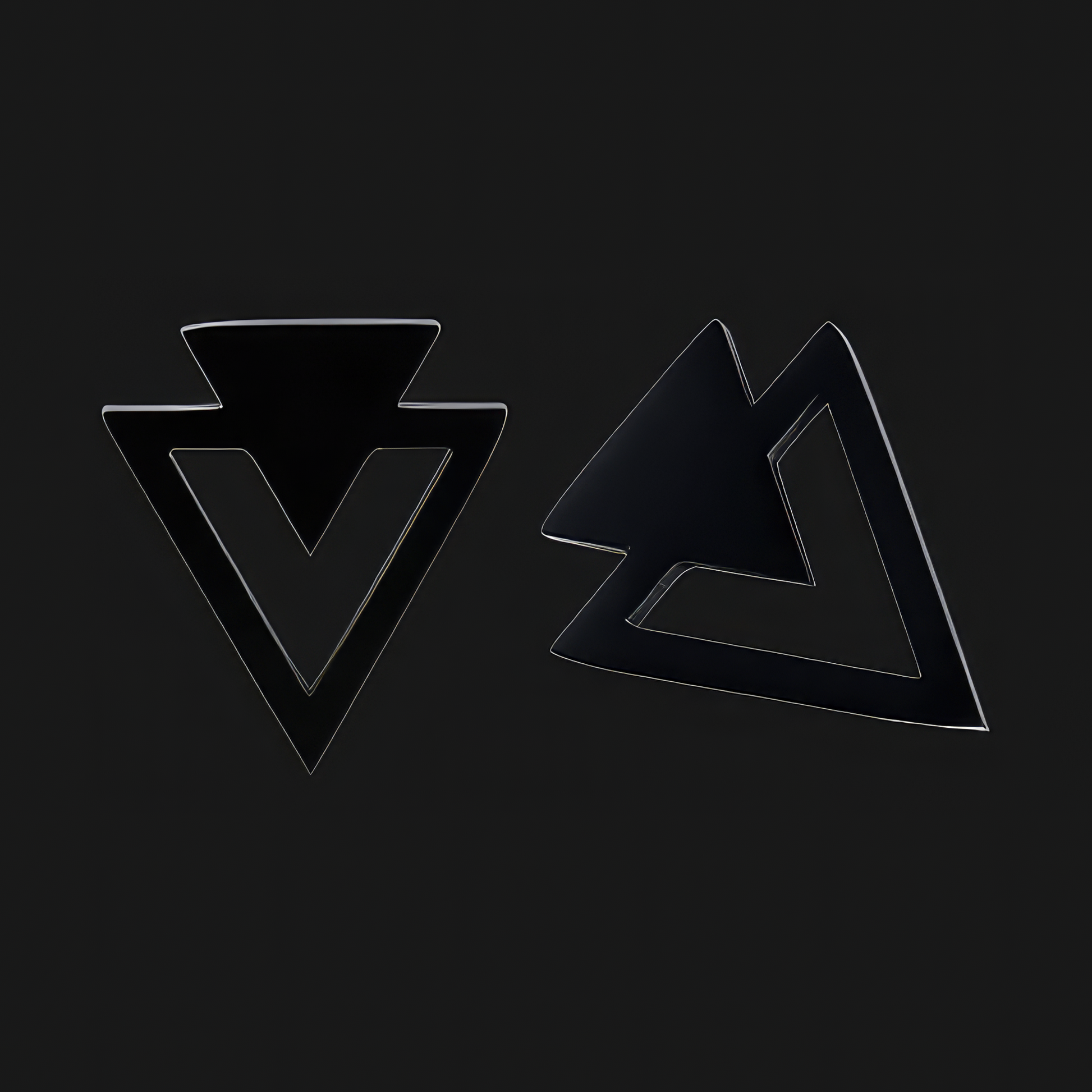 Men's Double Triangle Stud Earrings In Black