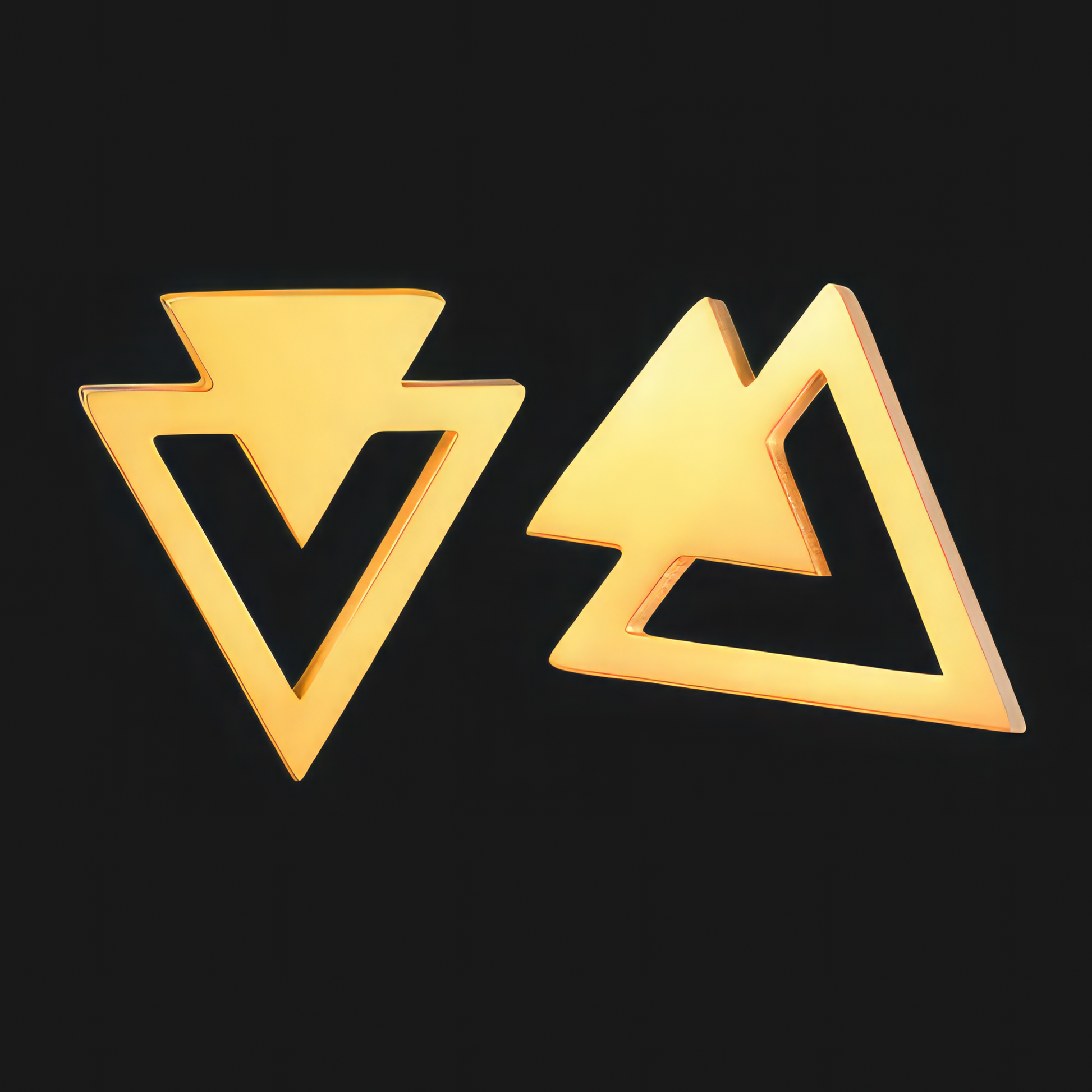 Men's Double Triangle Stud Earrings In Gold