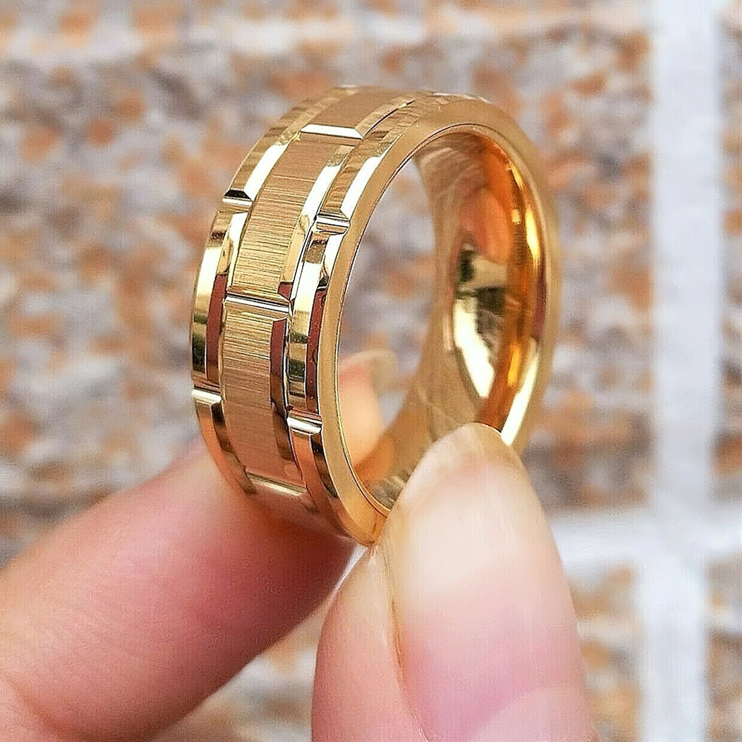 Men's tungsten carbide ring in gold
