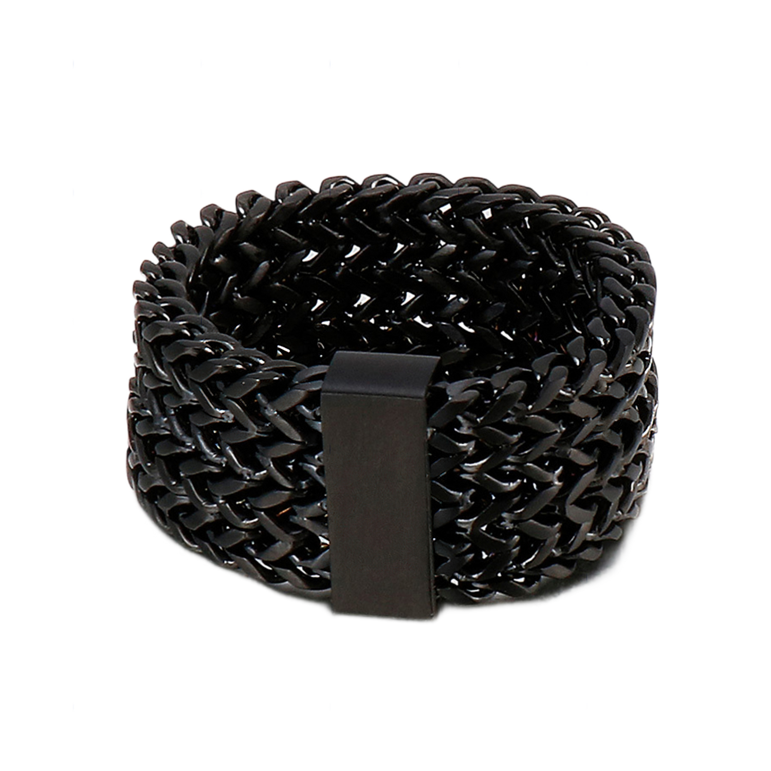 Black Herringbone chain link style ring.