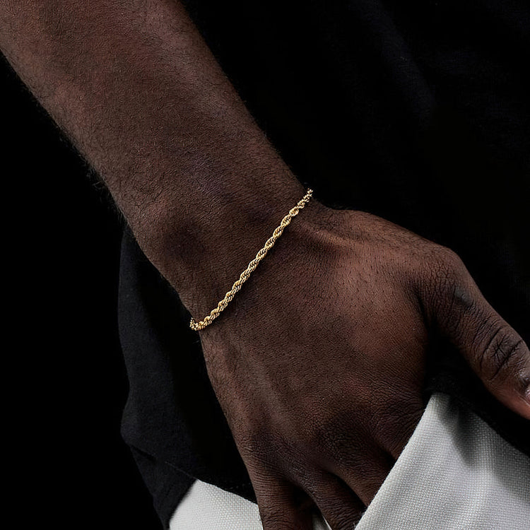 Men's Gold Stainless Steel Rope Chain Bracelet