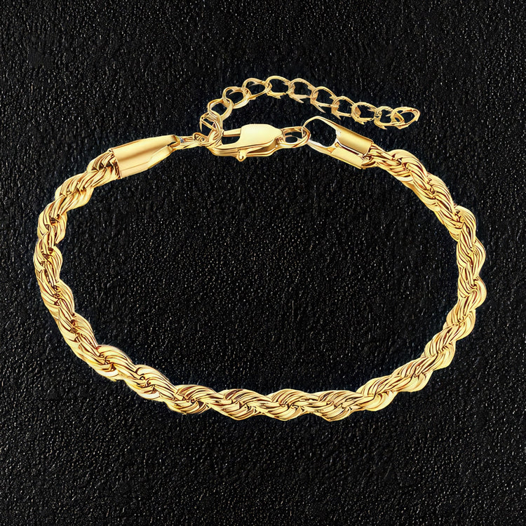 Gold Stainless Steel Rope Chain Bracelet
