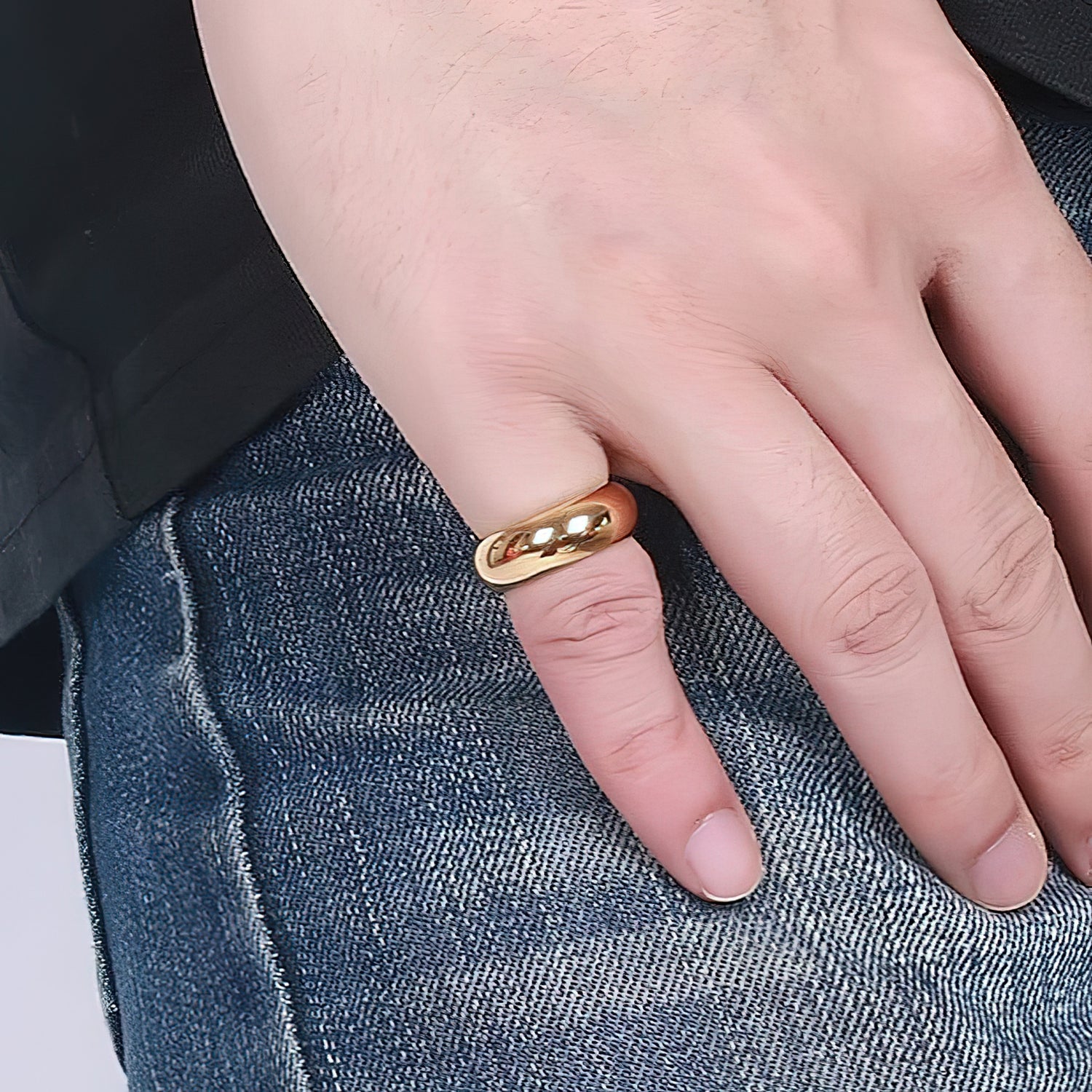 Men's gold steel ring