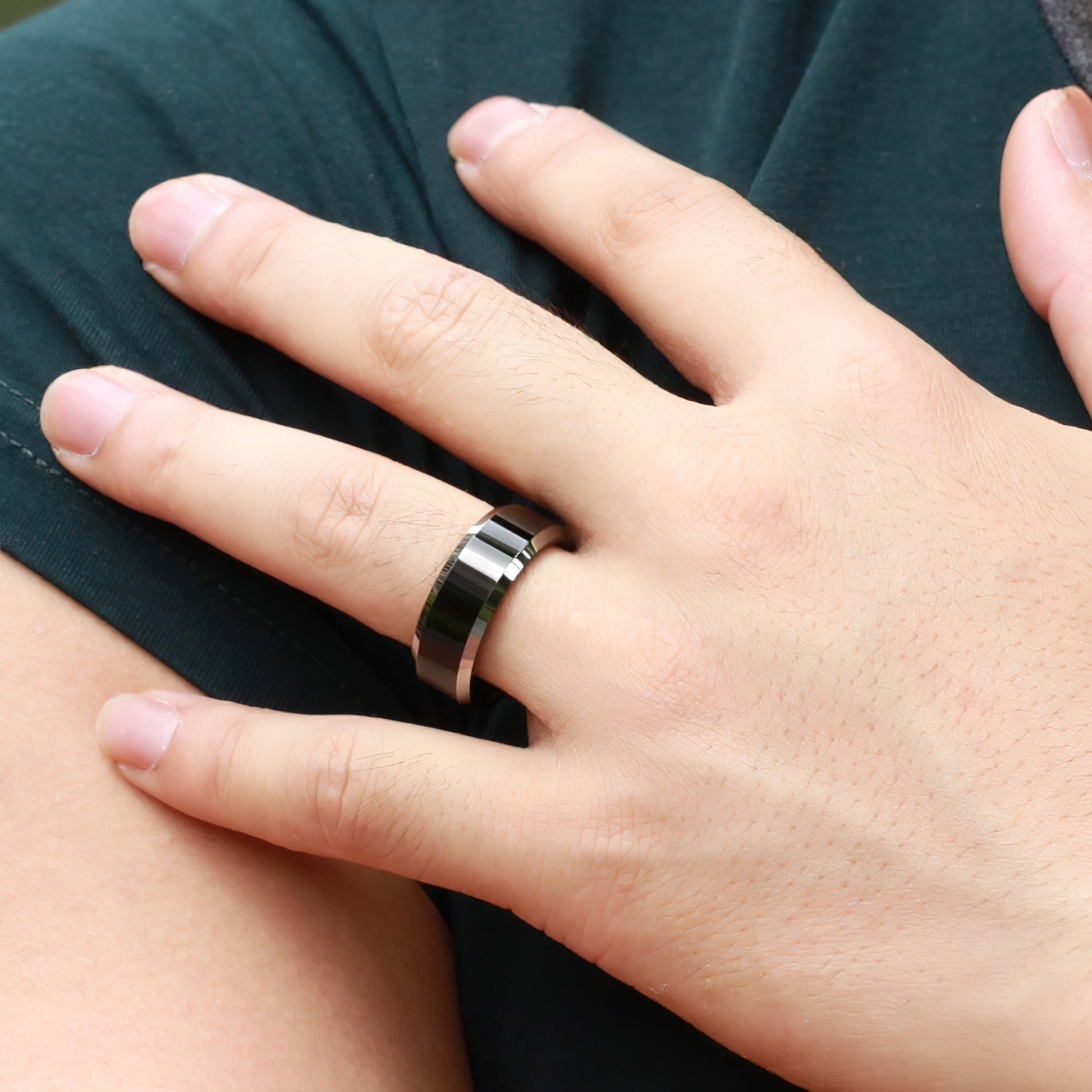 Black Silver Edged Men's Ring