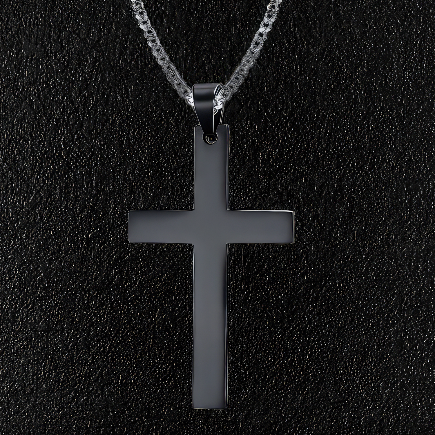 Black Stainless Steel Simple Cross Pendant