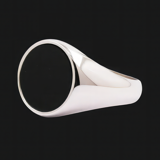 Sterling Silver Round Onyx Ring