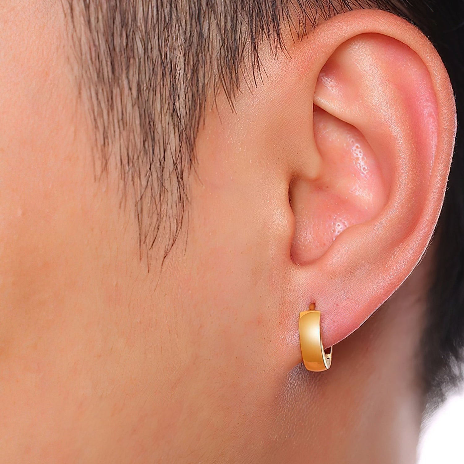 Men's Gold Wide Hoop Earrings