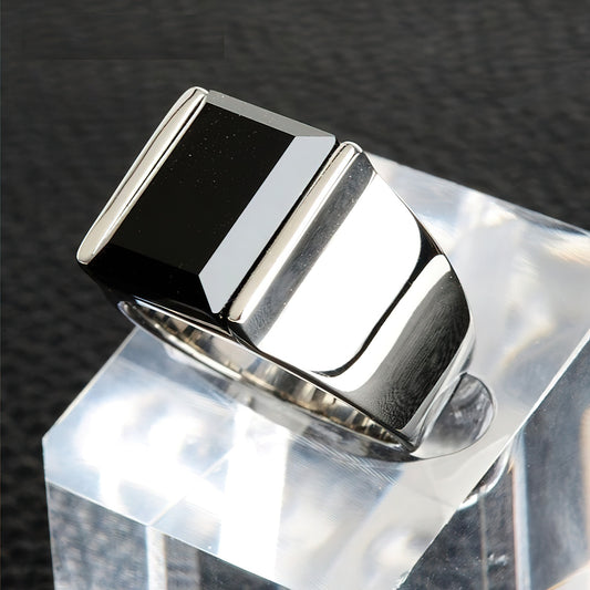Wide Black Stone Ring