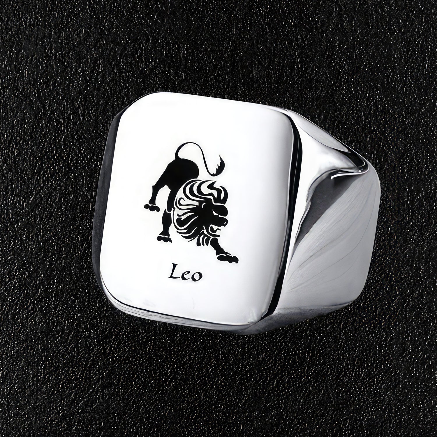 Men's Leo Zodiac Sign Signet Ring