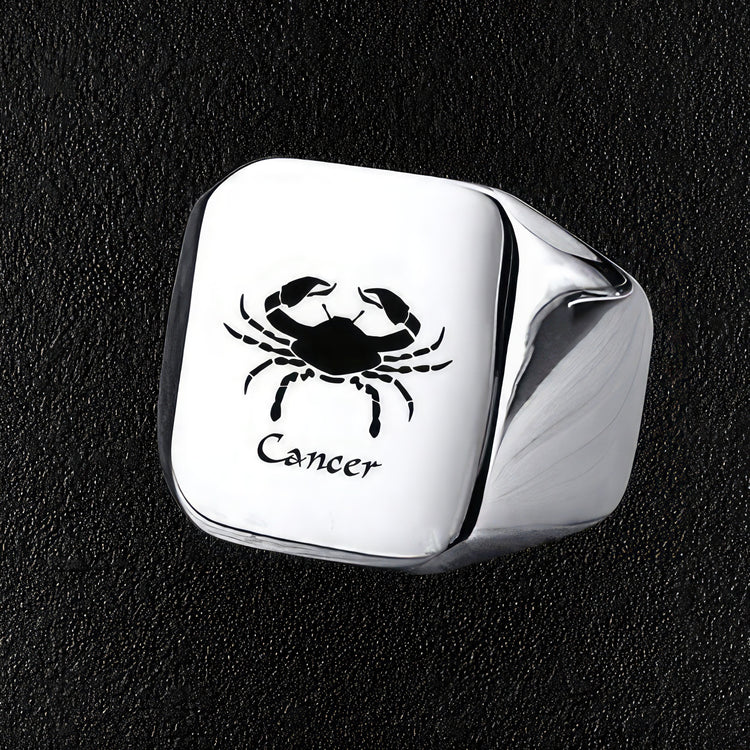 Men's Cancer Zodiac Sign Signet Ring