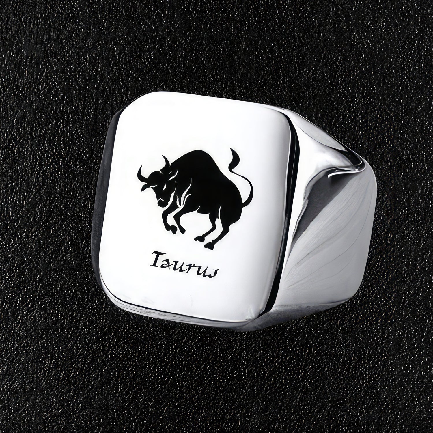 Men's Taurus Zodiac Sign Signet Ring