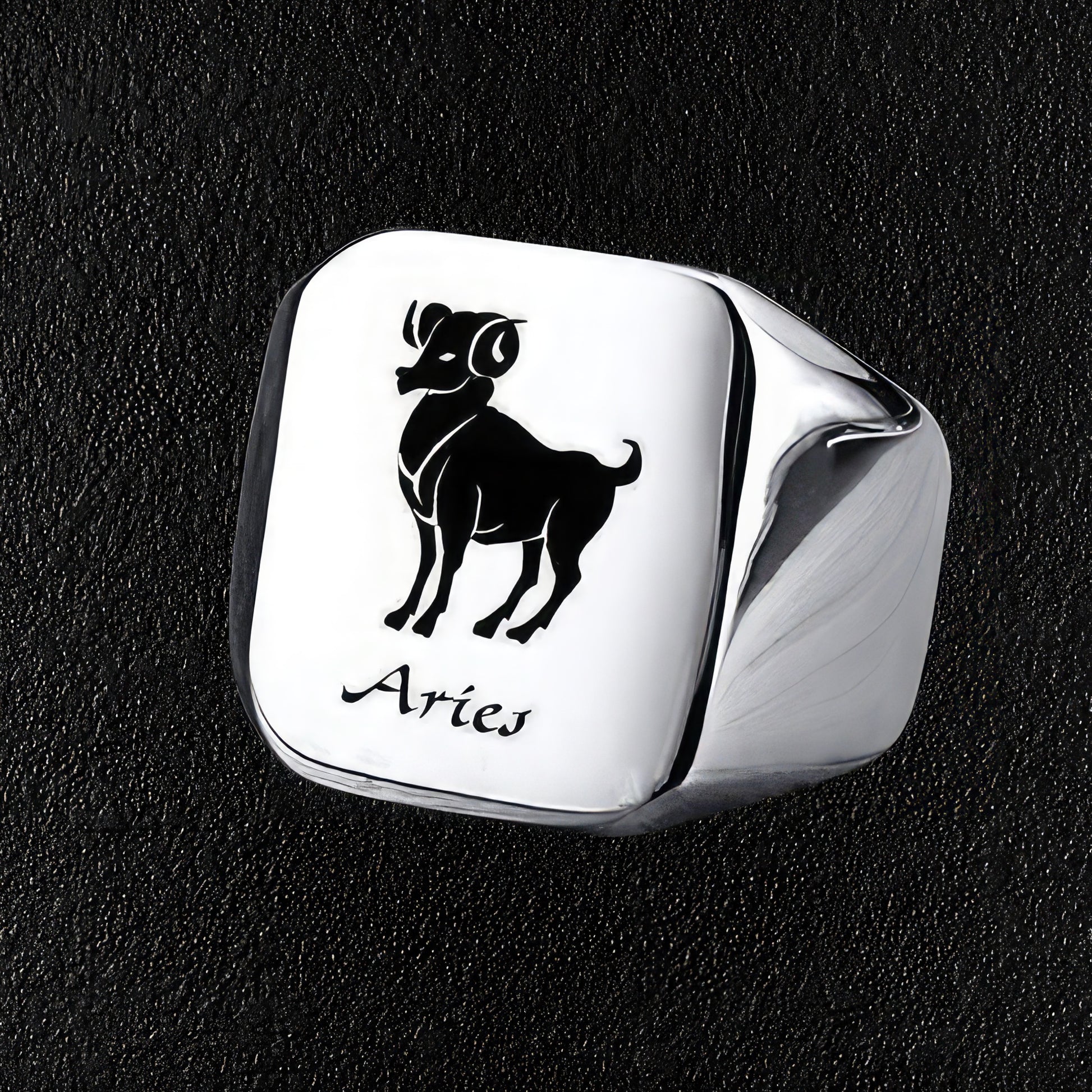 Men's Aries Zodiac Sign Signet Ring