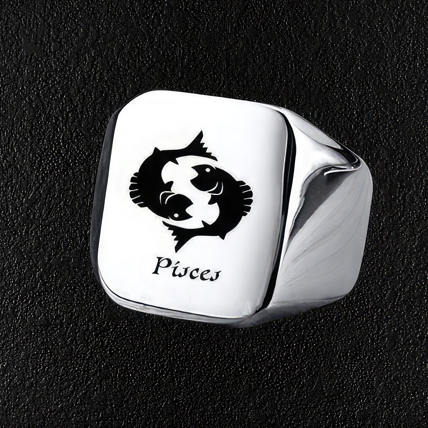 Men's Pisces Zodiac Sign Signet Ring