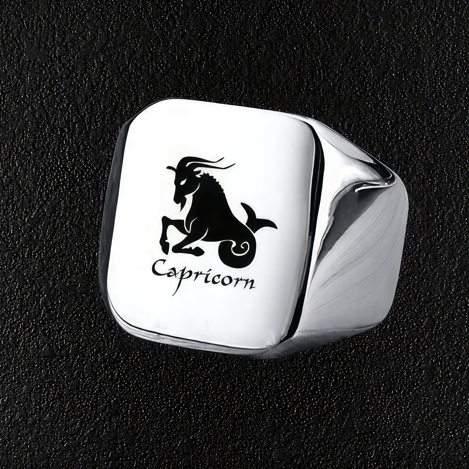 Men's Capricorn Zodiac Sign Signet Ring