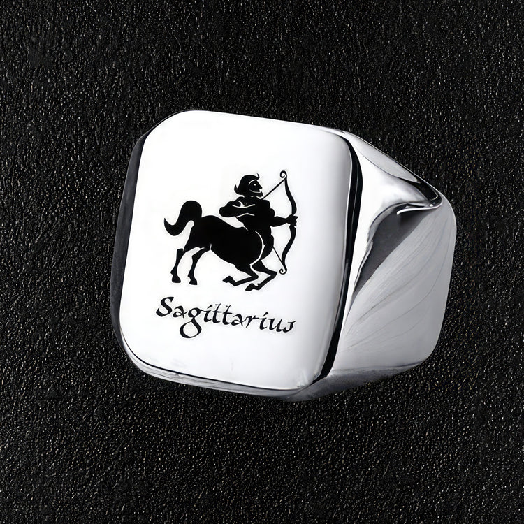 Men's Sagittarius Zodiac Sign Signet Ring