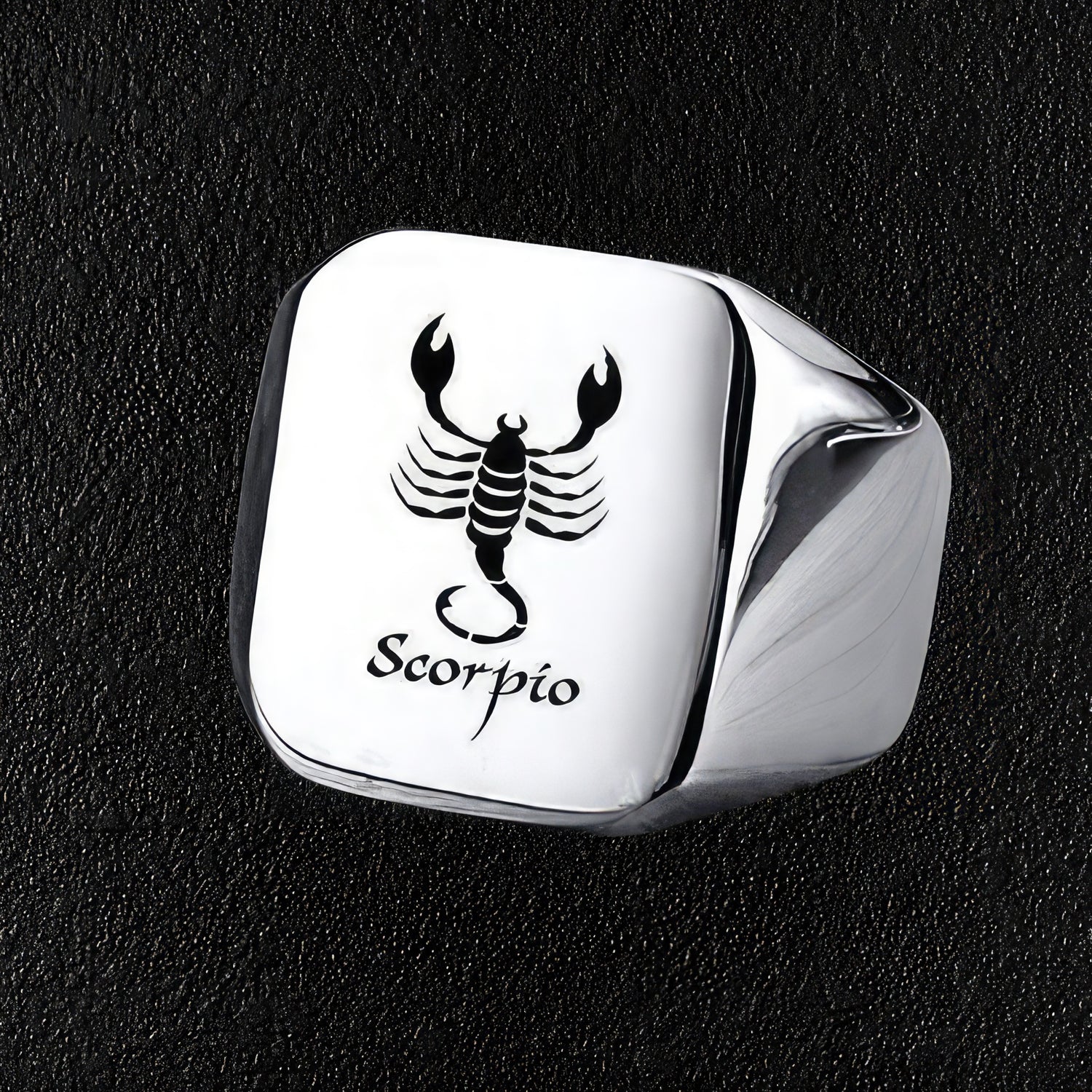 Men's Scorpio Zodiac Sign Signet Ring
