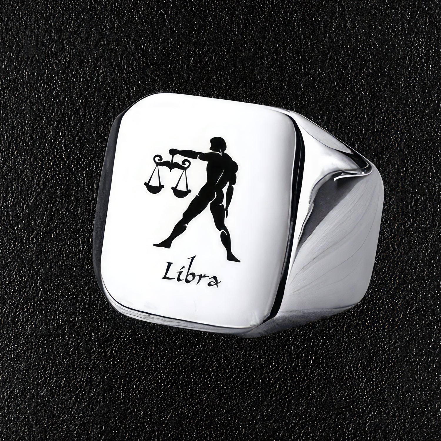 Men's Libra Zodiac Sign Signet Ring