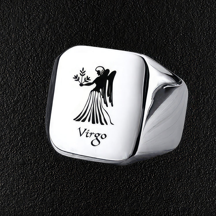 Men's Virgo Zodiac Sign Signet Ring