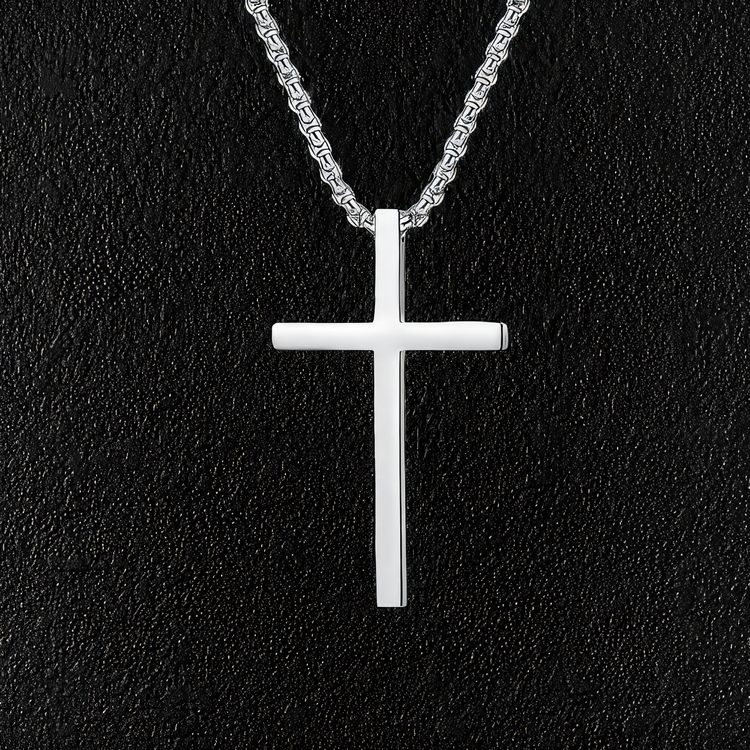 Medium Stainless Steel Minimal Cross Necklace
