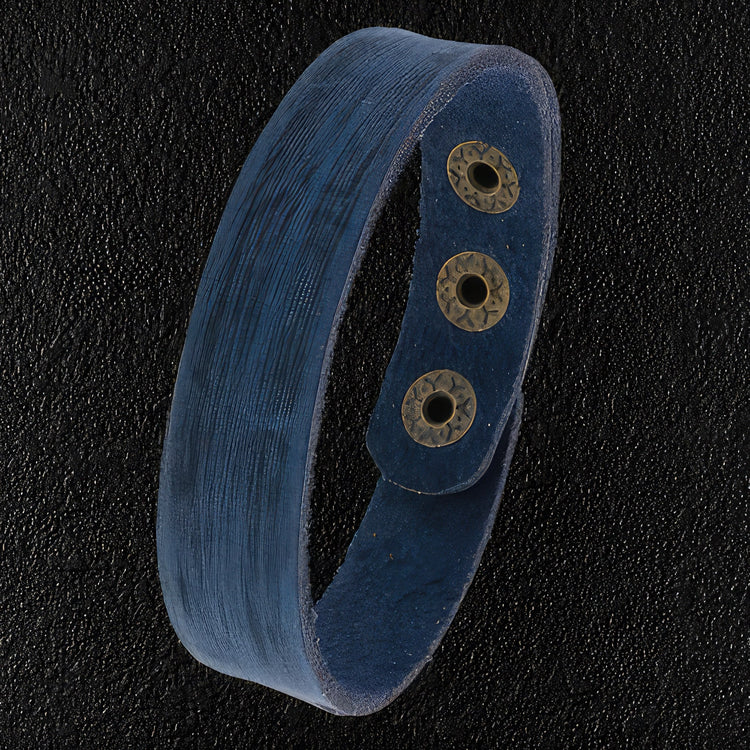 Minimalist Blue Leather Wristband