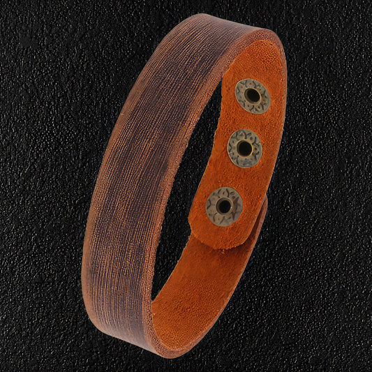 Minimalist Brown Leather Wristband