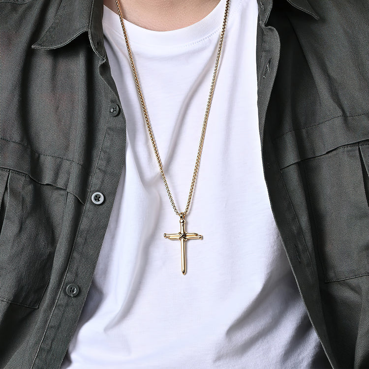 Men's Dry Bone Cross Pendant Trend Fashion Necklace Roman - Temu
