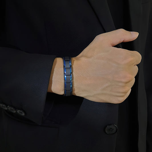 Men's Sleek Black & Blue Bracelet