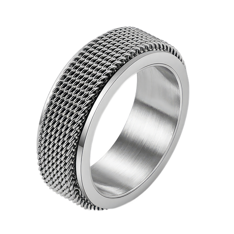 Men's Steel Mesh Spinner Ring