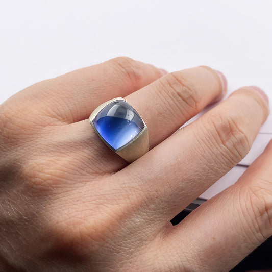 925 Sterling Silver Lab Sapphire Ring