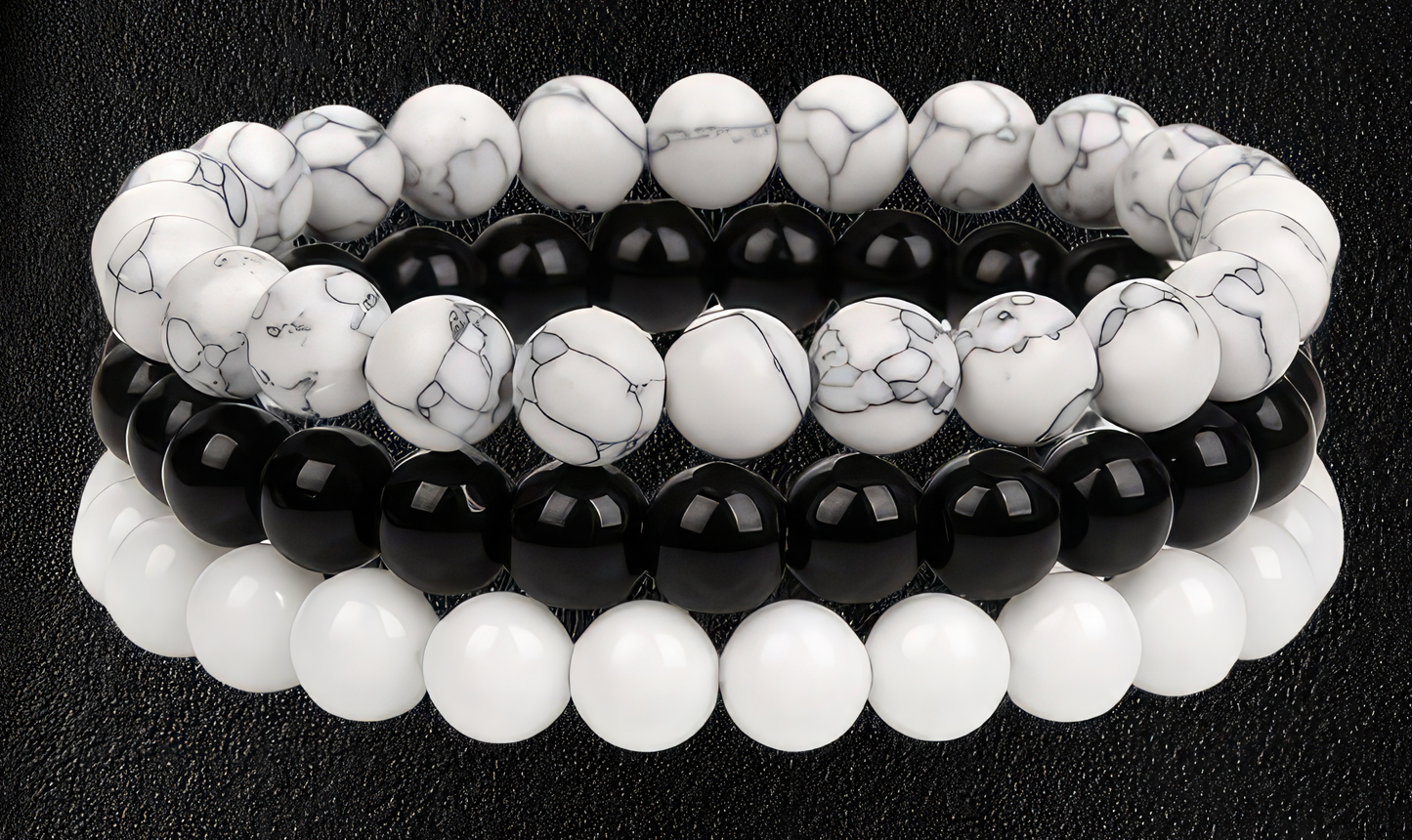 Map stone - Black onyx - White howlite