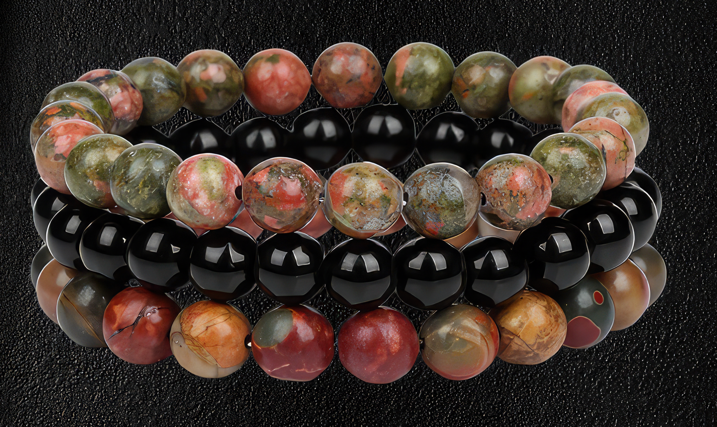 Unakite - Black onyx - Red turquoise