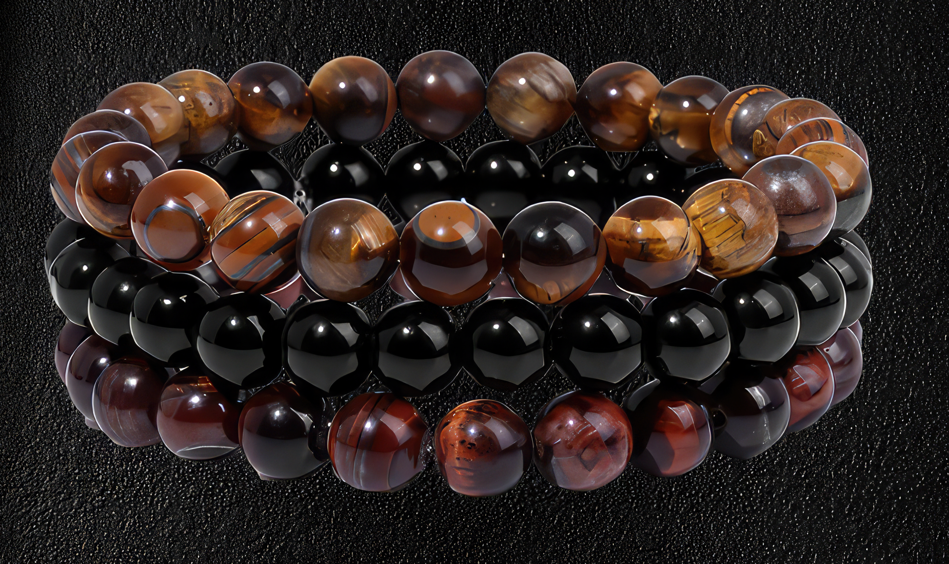 Tiger's eye - Black onyx - Tiger's eye