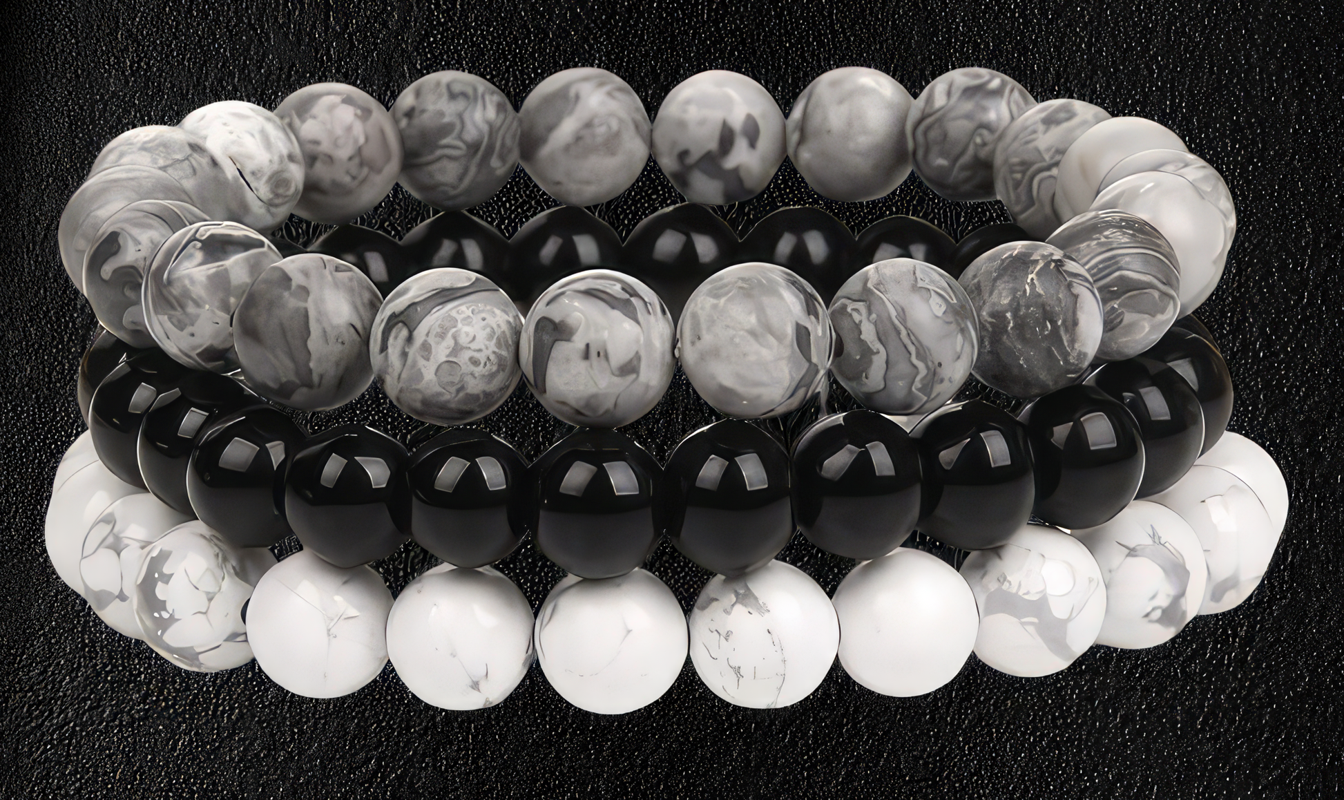 Map stone - Black onyx - White howlite