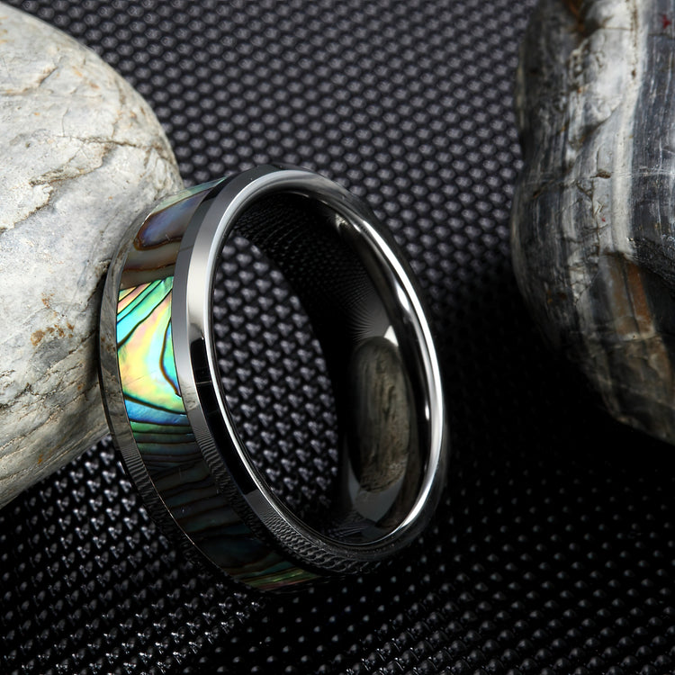 Men's Tungsten & Abalone Ring