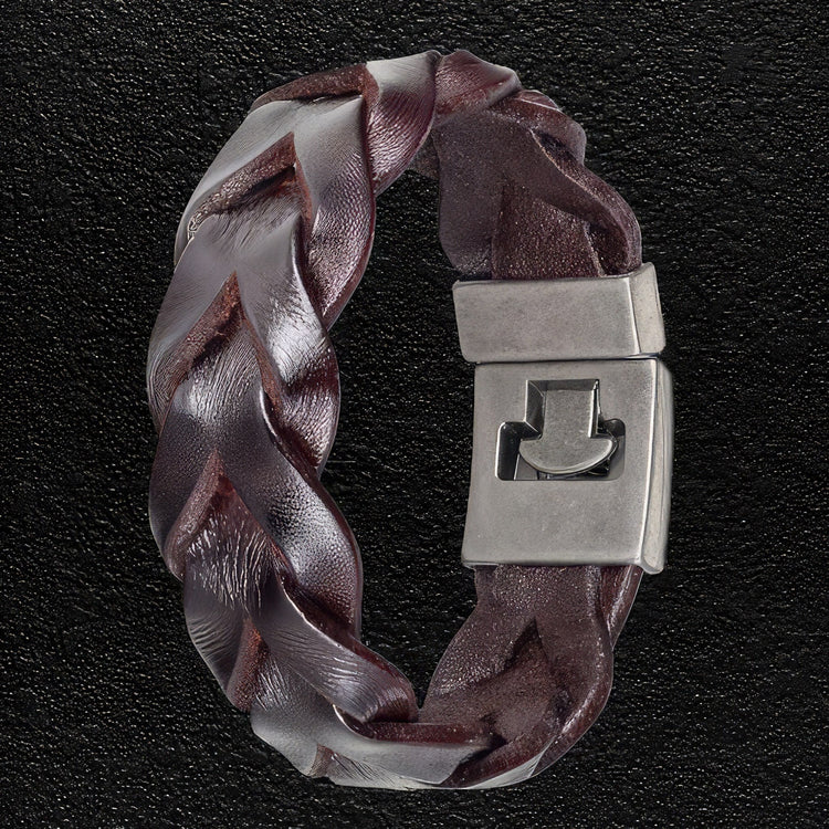 Interwoven Brown Leather Bracelet
