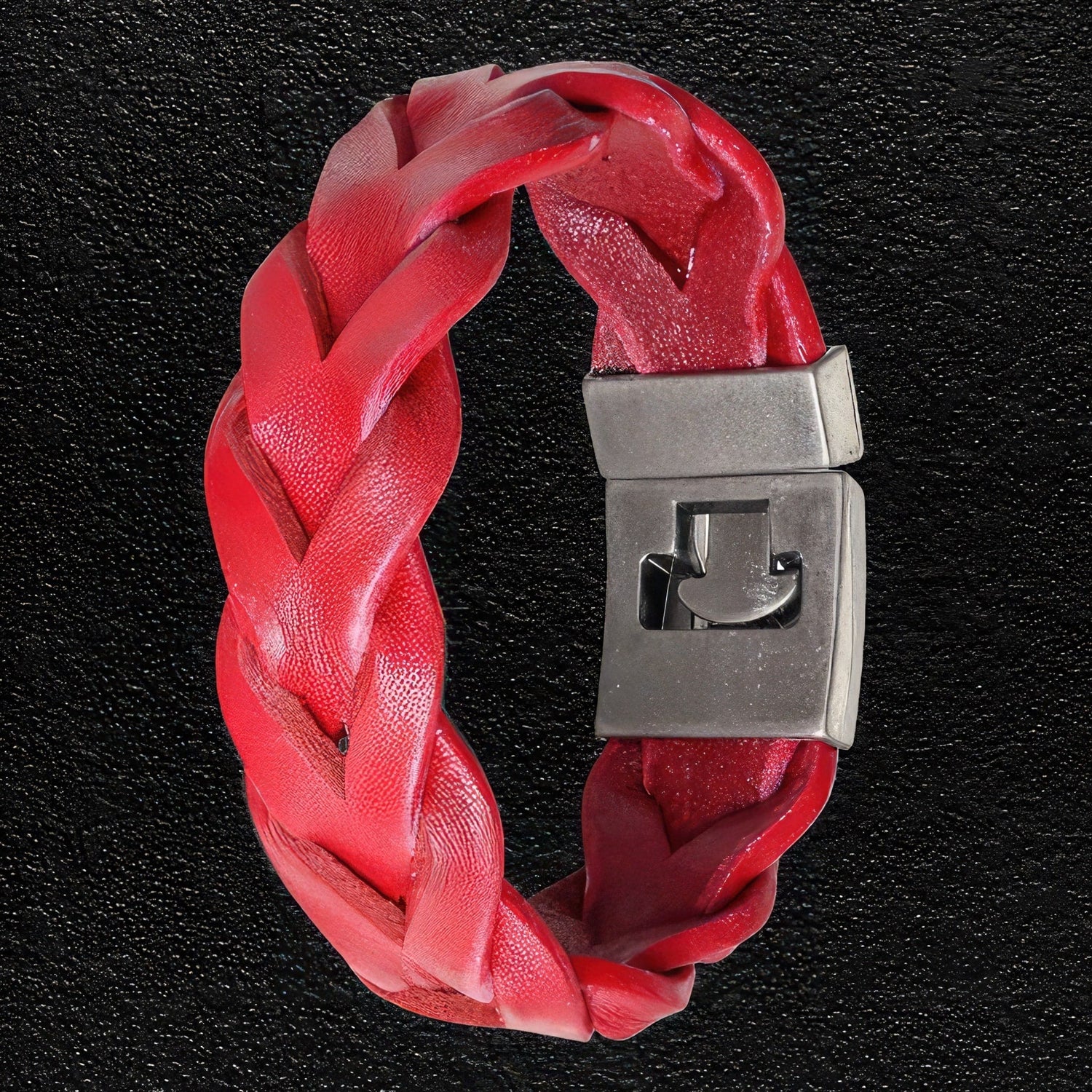 Interwoven Red Leather Bracelet