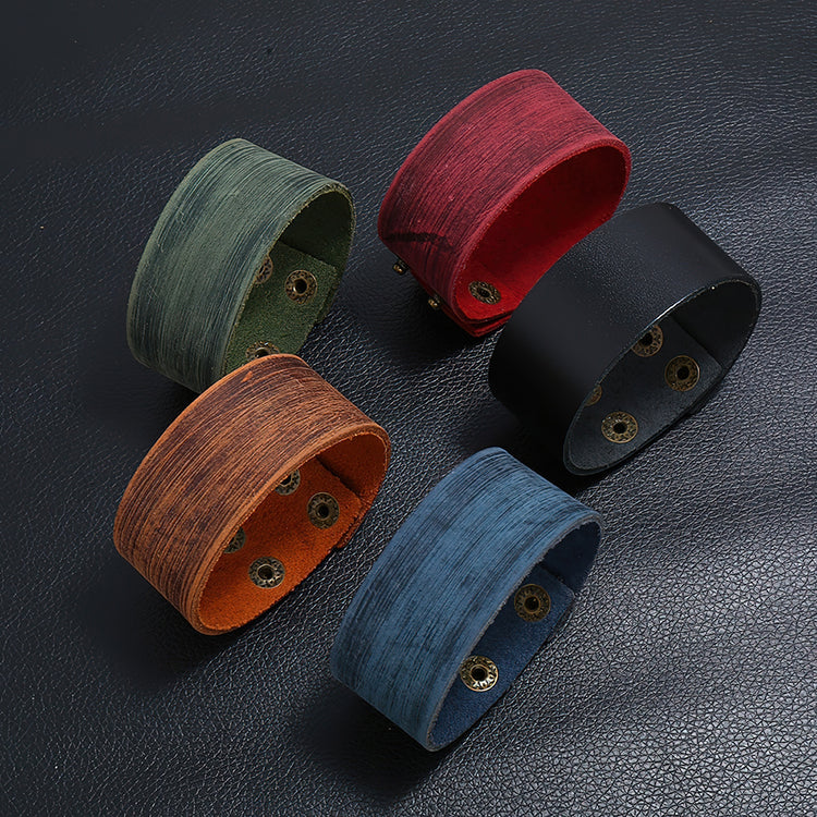 Men's Wide Minimalist Leather Wristband