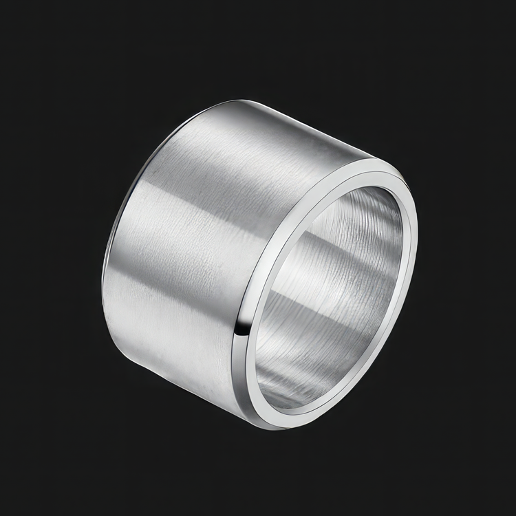 Wide Brushed Stainless Steel Ring