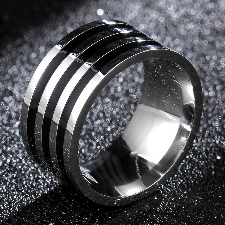 Striped Steel Ring