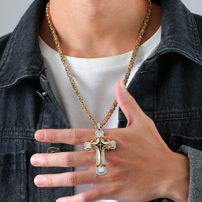 Zuringa Men's Byzantine Crucifix Necklace