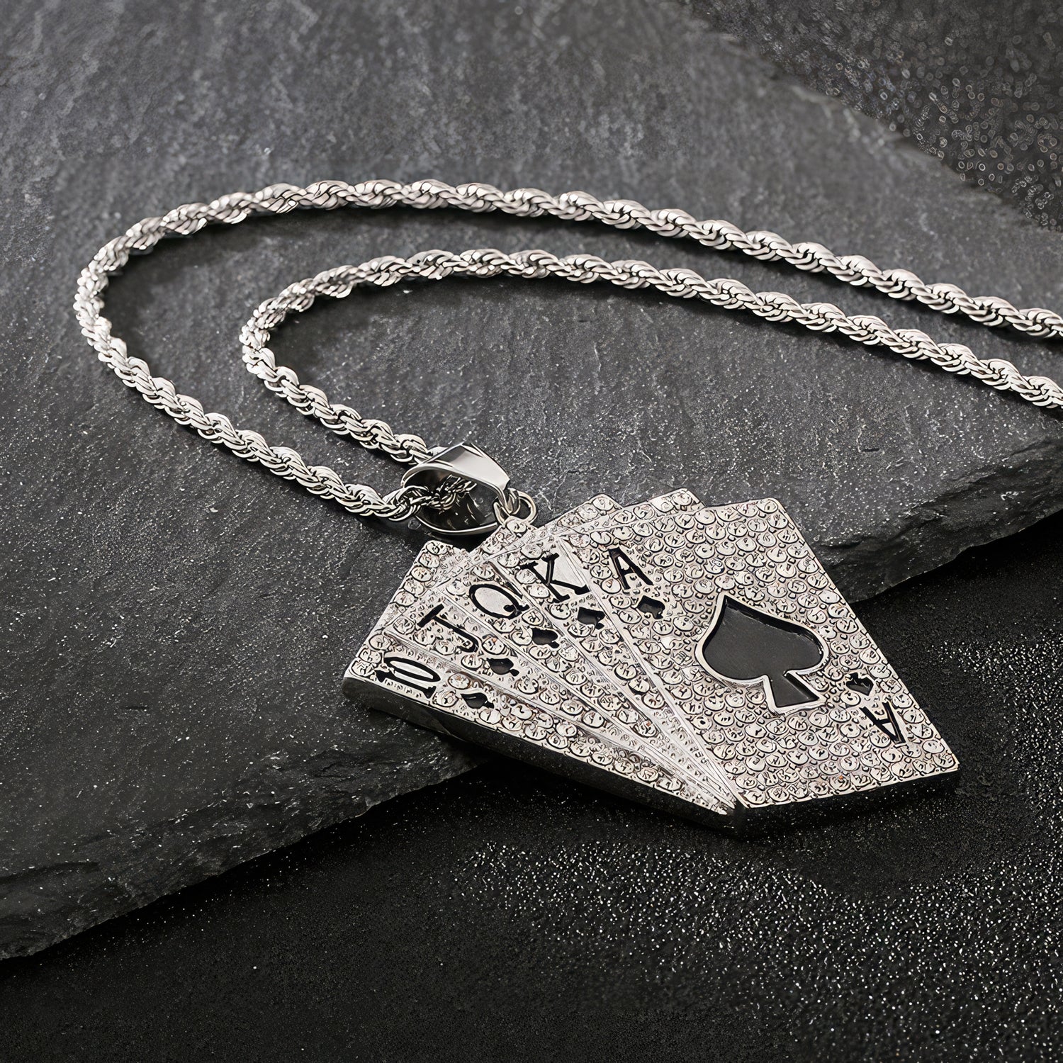 Iced Poker Pendant Necklace