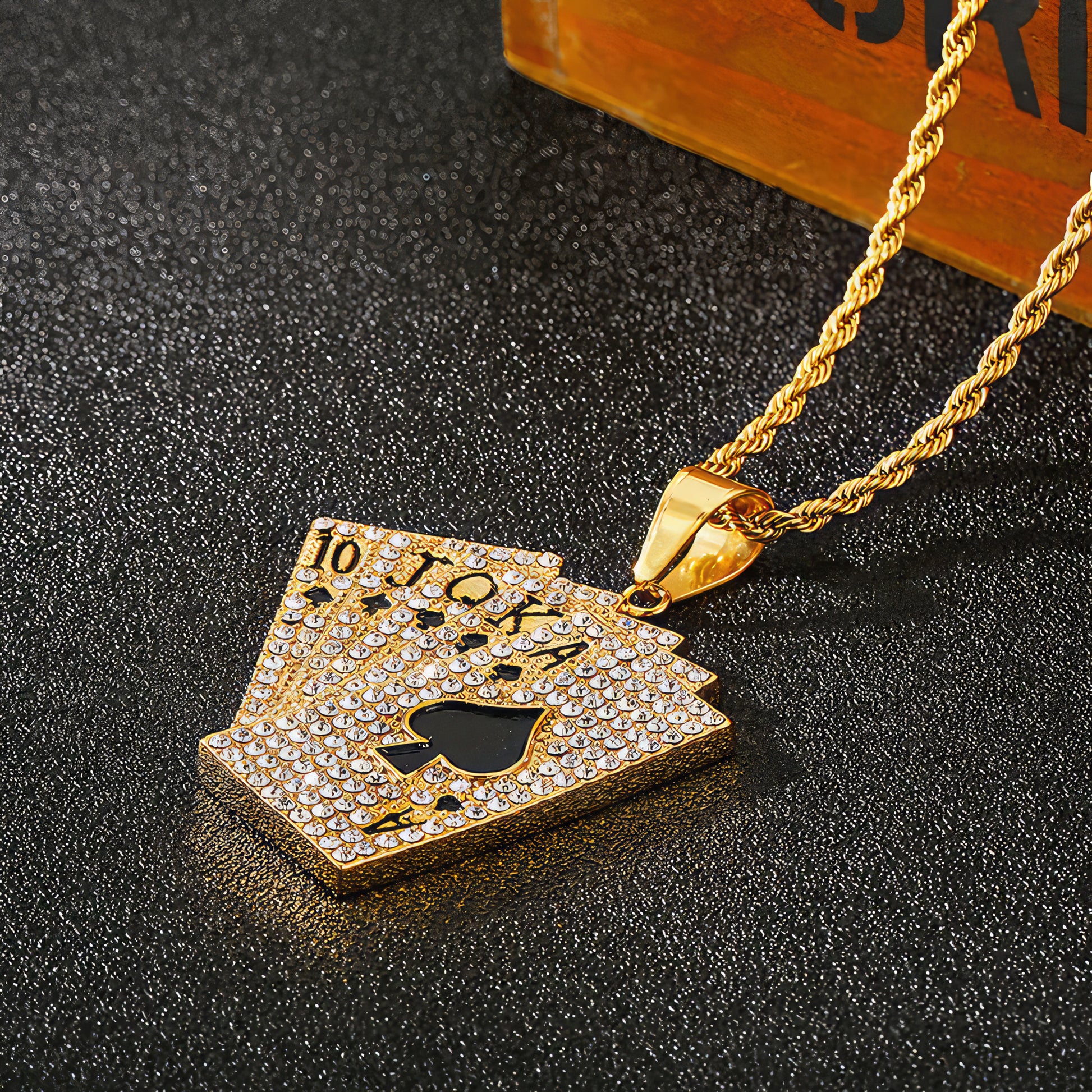 Iced Royal Flush Pendant Necklace