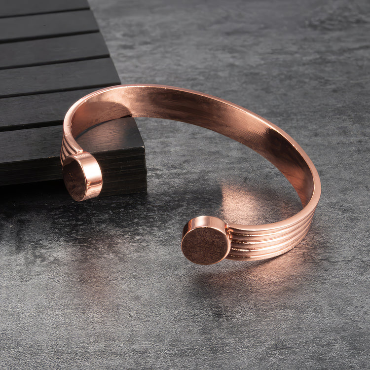 Men's Striped Copper Cuff Bracelet